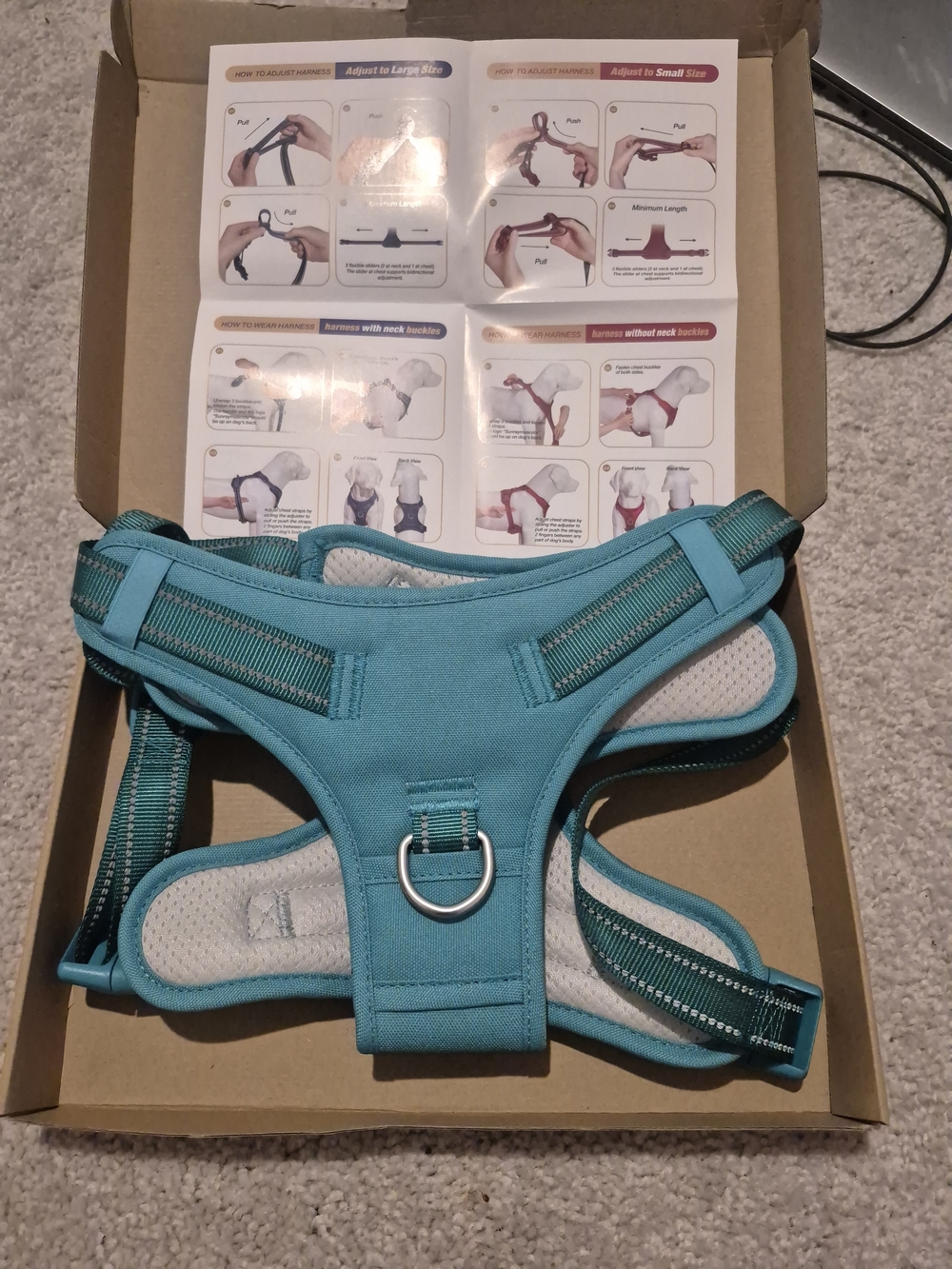 Teal Adjustable Pet Harness with Front And Back D-Ring - Brand Unspecified